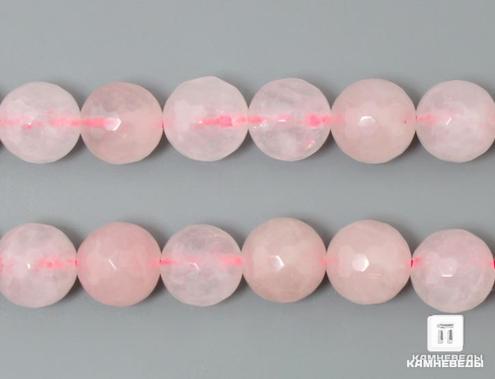 Бусины из розового кварца (огранка), 38 шт. на нитке, 10-11 мм, 7-5/9, фото 1