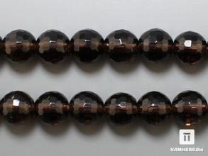 Бусины из дымчатого кварца (раухтопаза), огранка, 47 шт. на нитке, 8-9 мм