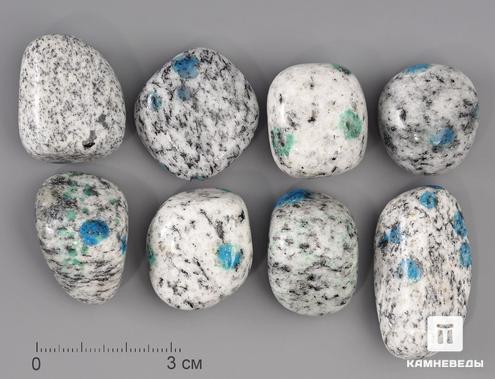 Азурит в граните (камень K2), галтовка 2-3 см, 12-96/5, фото 1